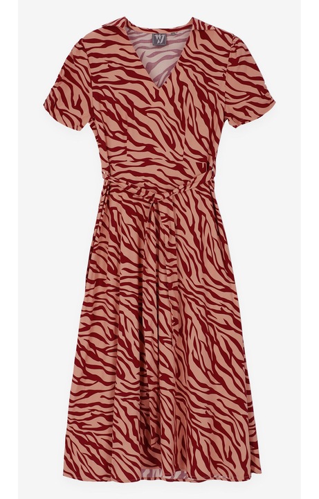 Rochie mulata, WOLCZANKA, imprimeu animal print, curea talie, multicolor, viscoza, 36 EU