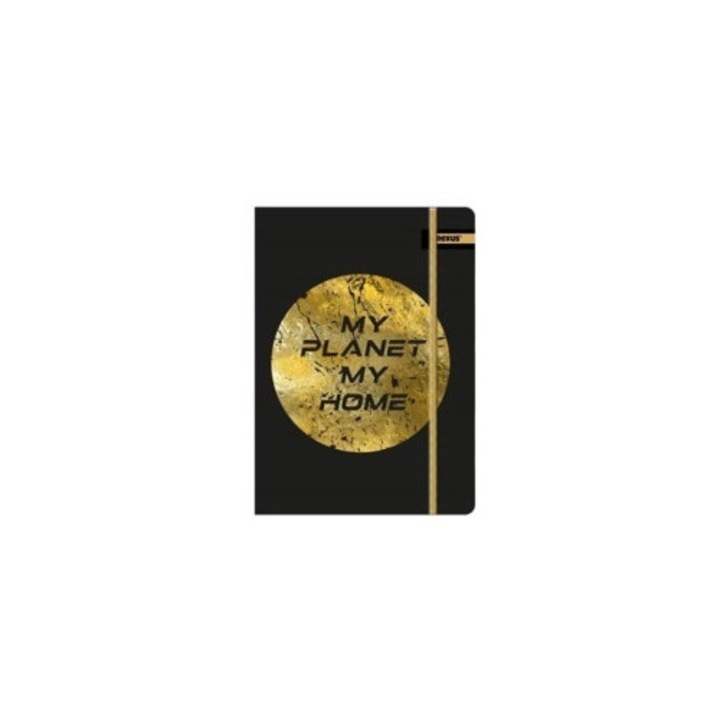 Dosar A4 Beniamin, grafica metalizata, 318x235x3 mm, cu elastic auriu