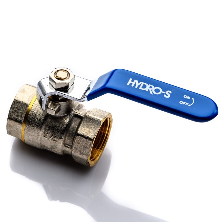 Сферичен кран 1/2'', 25 бара, вътрешен, синя ръкохватка, размер 1/2''