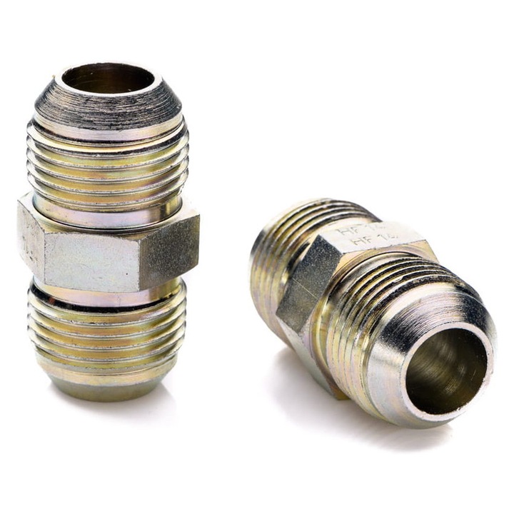 Egyenes csatlakozó 1/2'' UNF - 7/16'' UNF, POLBERIS, acél, magas nyomású, 1/2''-20 UNF x 7/16-20 UNF