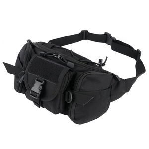 Geanta Militara Tactica, SINBINTA, Borseta Sport, Geanta pentru Talie, 7L, 5 buzunare, Capacitate mare, Cu catarama de plastic si curea reglabila, Potrivit pentru sala de sport, drumetii, alergare, Tesatura oxford, 37x18cm, Negru