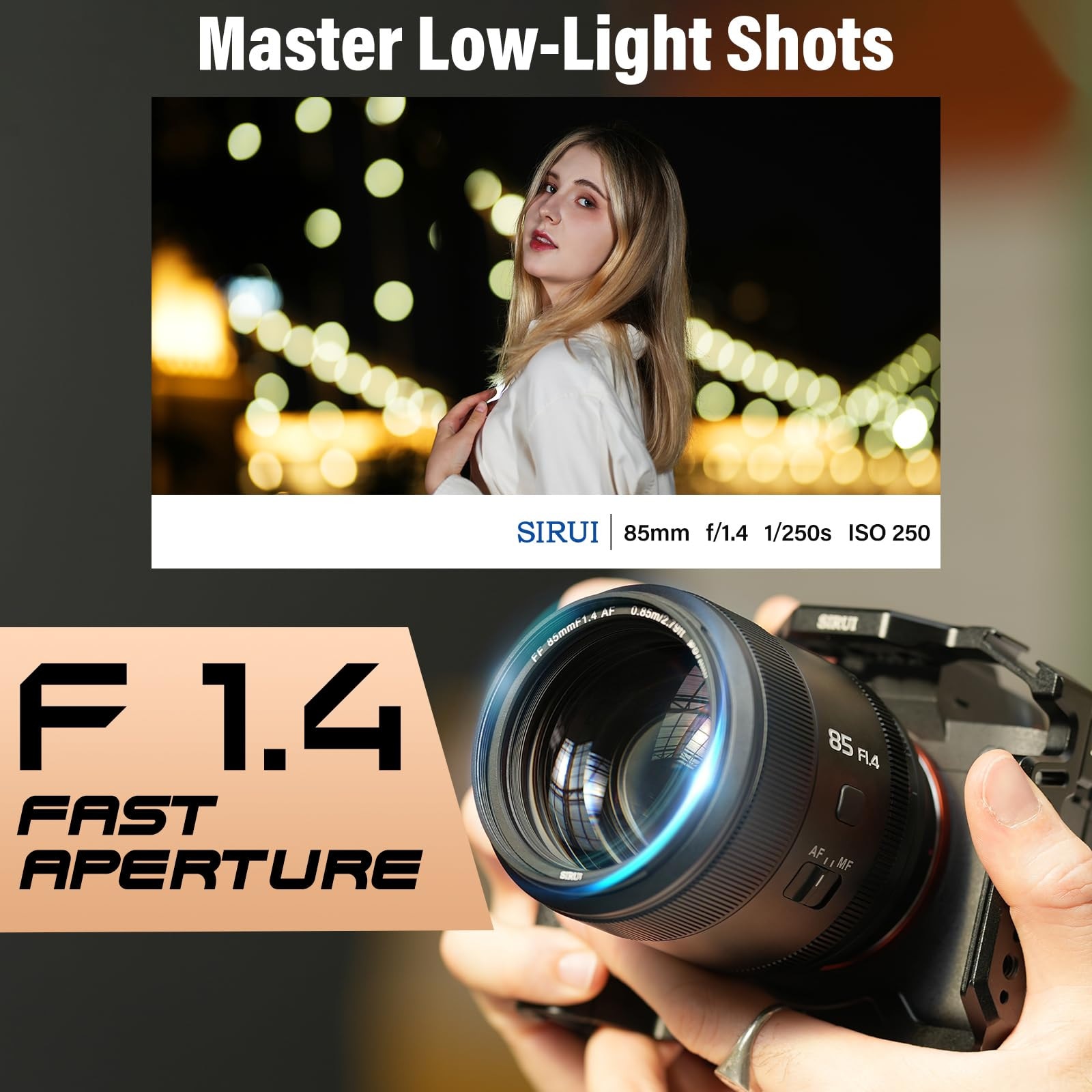 Obiectiv SIRUI Aurora 85mm F1.4 Full Frame cu focalizare automata