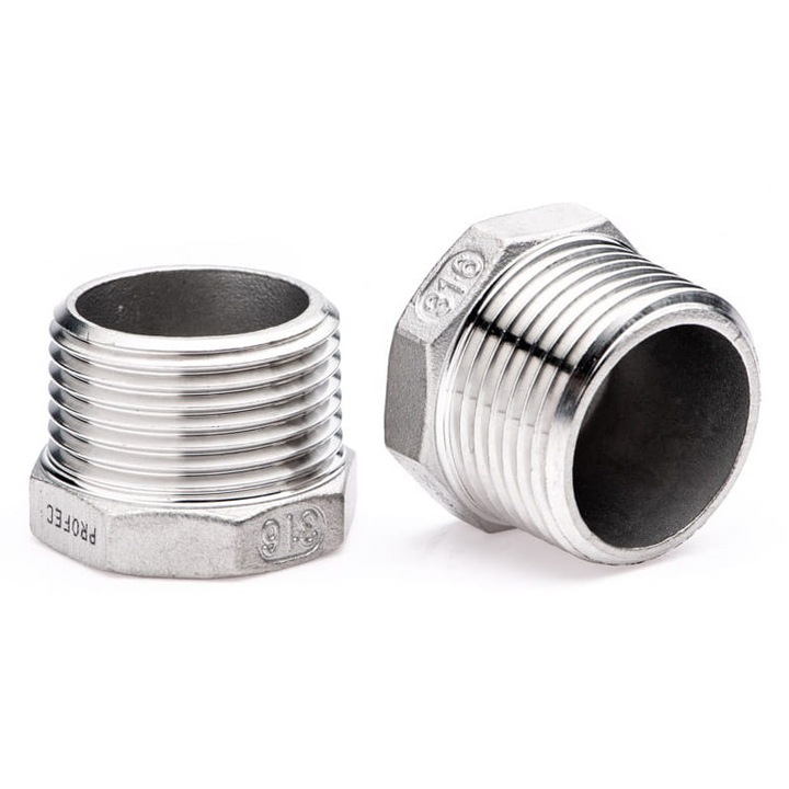 POLBERIS idomok, hatlapfejű, 1 1/4'', rozsdamentes acél 316, BSP, ipari létesítményekhez