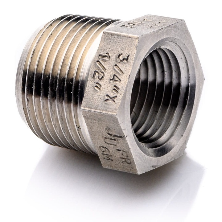Adapter POLBERIS 3/8''x3/4'' NPT, 316L rozsdamentes acélból, 6-kategóriás, 3000 font nyomás
