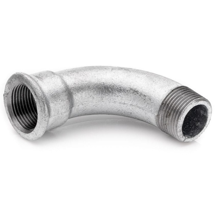 Fiting 2 1/2" POLBERIS, coloana lunga, 90 grade, zeliwne ocynkowane, interior-exterior