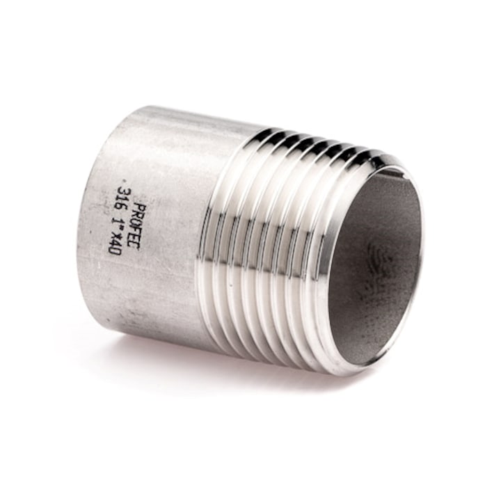 Niplu 1/4'', POLBERIS, inox, 316L, GZ x, 30mm, argintiu