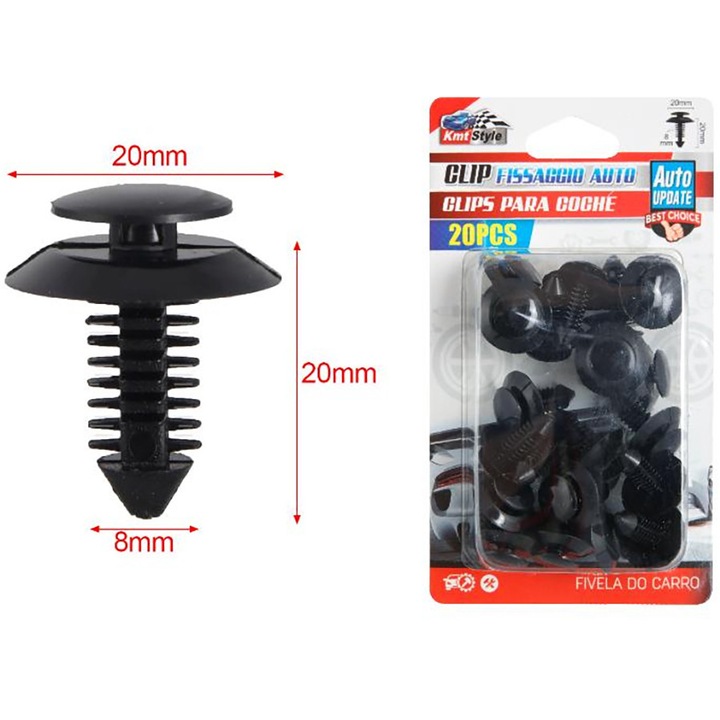 20 db-os Univerzális Autó Rögzítő Kapocs Készlet – Gyors rögzítés panelekhez és díszlécekhez, Tartós anyag, 2002348