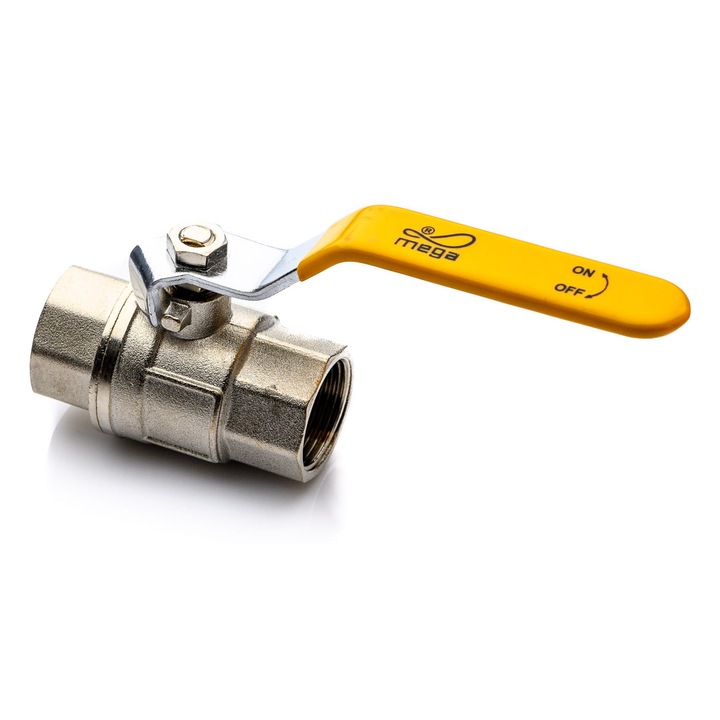 Кран сферичен 1'', POLBERIS, месинг, налягане 40 bar, работна температура от -20C до +60C, с дълга резба