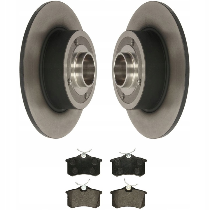 Autó fékbetét és bal oldali tárcsa készlet, Me Premium, Renault Clio III, Megane II, Modus modellekhez, Hátsó beépítési hely, Tömör tárcsa típus, Rögzítőfuratok száma: 4, Betét vastagság: 17 mm