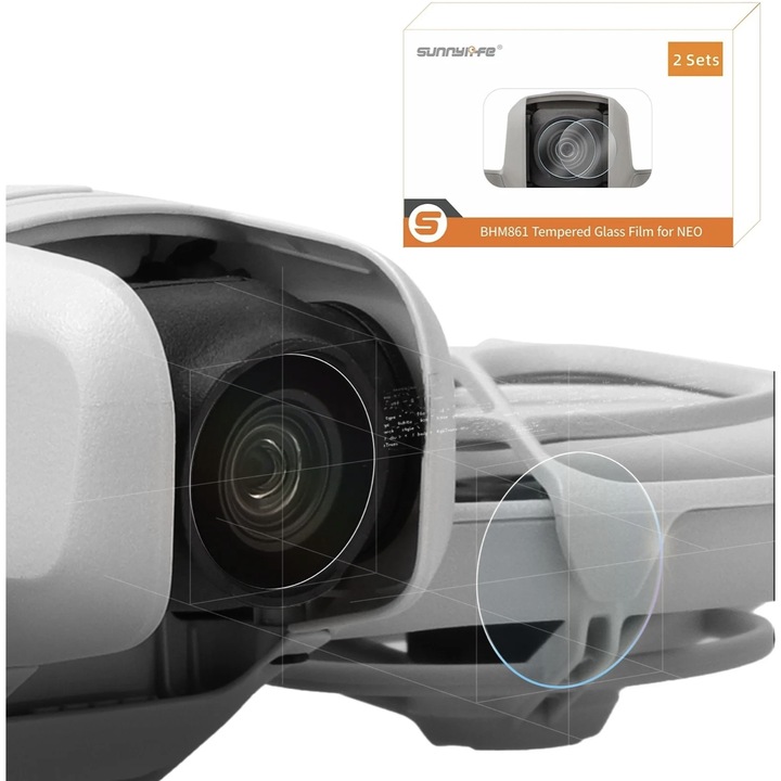9H edzett üveg DJI Neo drónhoz, 2 darabos készlet, 2.5D ívelt élek, karcolás elleni védelem, méret 98x65x16mm