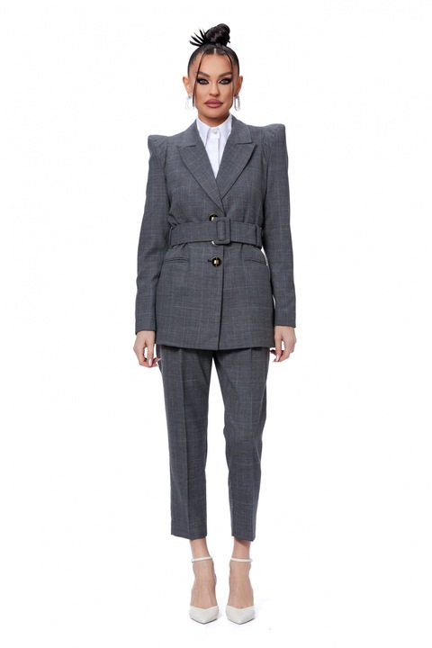 Тъмносиво сако с колан, LXS 025