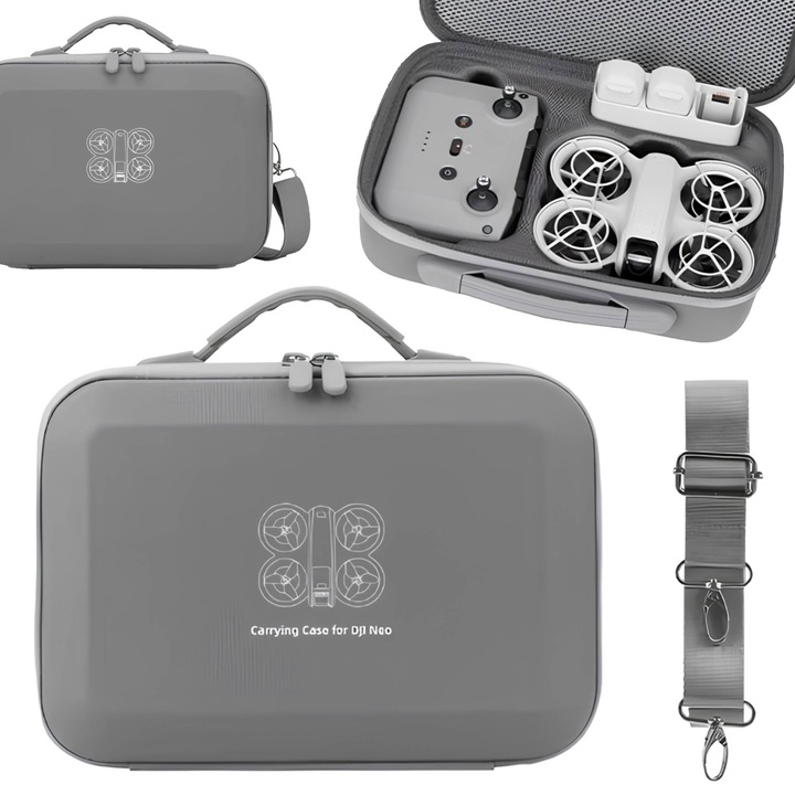 Hordozható táska DJI NEO drónhoz, Sunnylife, 19,5x28x9cm, szürke, szíjjal