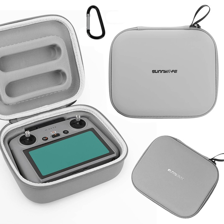Etui protectie Sunnylife B977 pentru controlere DJI RC 2/1, RC-N3/2/1, gri, 196x165x77mm, set cu carabina