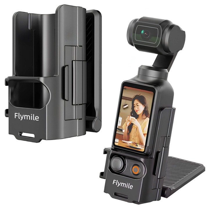 Adaptor magnetic pentru DJI OSMO POCKET 3, Flymile, 180° unghi reglabil, suport 1/4", negru, 4,9x4,3x7,2cm