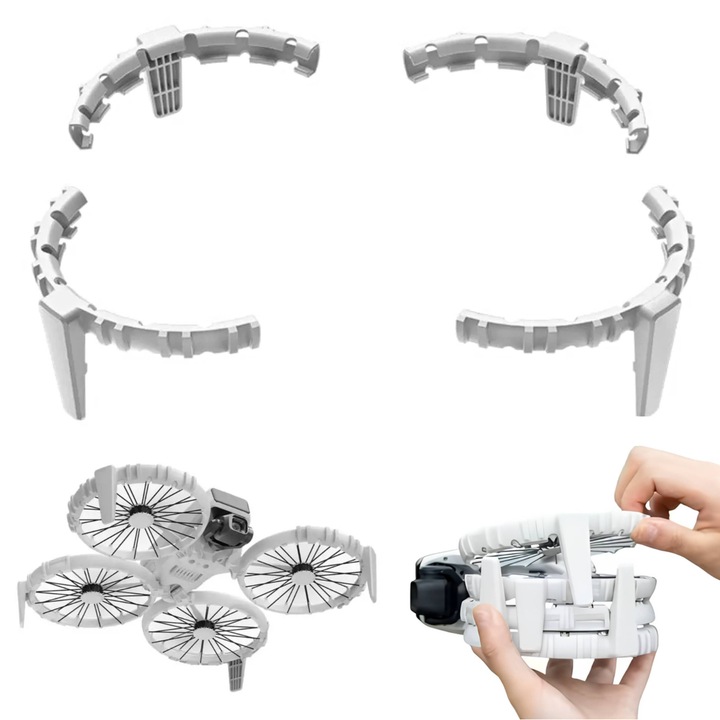 Protectie pentru drona cu noji si inel anticollision, BRDRC, pentru DJI Flip, TPU, gri, 40x30mm