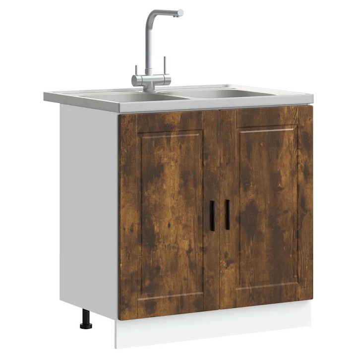 Dulap sub chiuveta cu usi, VidaXL, 2 piese, 80x46x84.5cm, maro