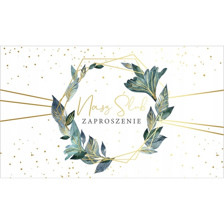 Invitatie de nunta, Passion Cards, set 5 bucati, alb, cu detalii aurii si argintii