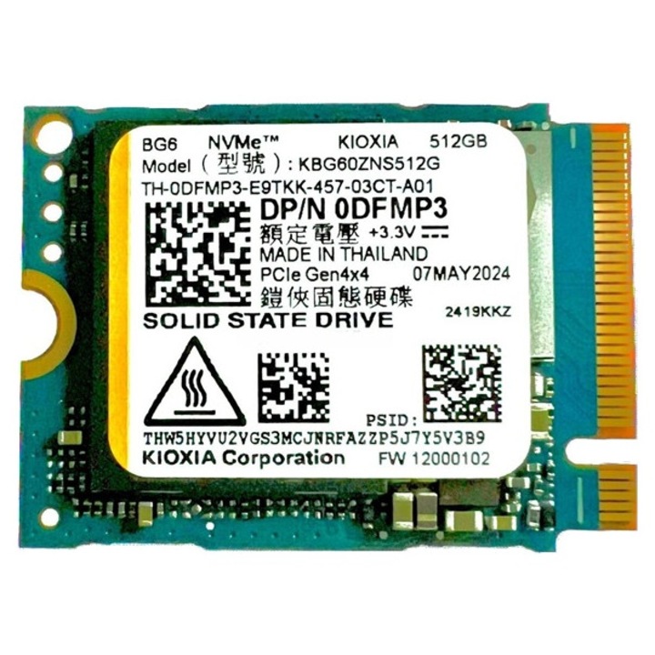 SSD 512 GB, Kioxia, M.2, PCIe Gen4.0 x4, формат 2230 bulk, четене 4800 MB/s, запис 4000 MB/s
