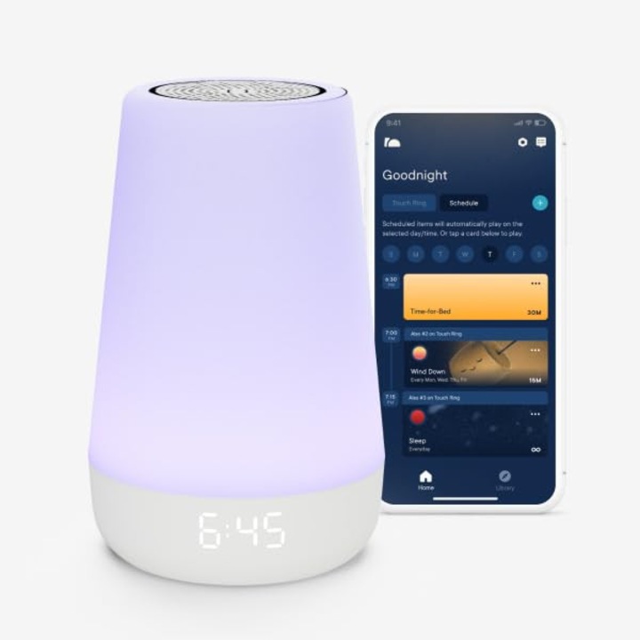 Устройство за Бели Звуци и Лампа Nexo 34 Звука Приложение за Телефон Интелигентно Сензорно Управление Акумулатор Преносим USB Type-C Бял Шум