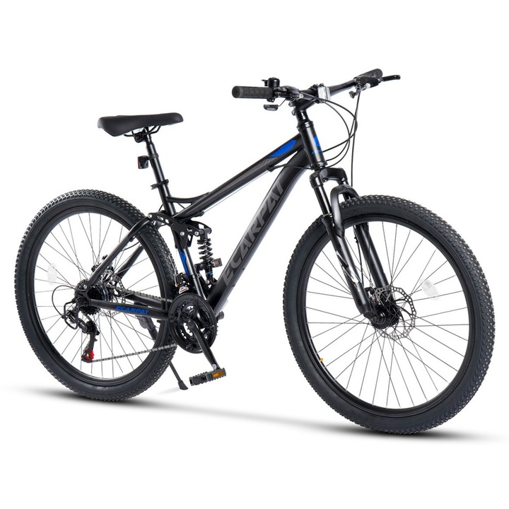 Планински велосипед MTB Carpat Matador JSX2660, Shimano, предно/задно окачване Genius, 26 инча колело, дискови спирачки, 21 скорости, черен със синьо