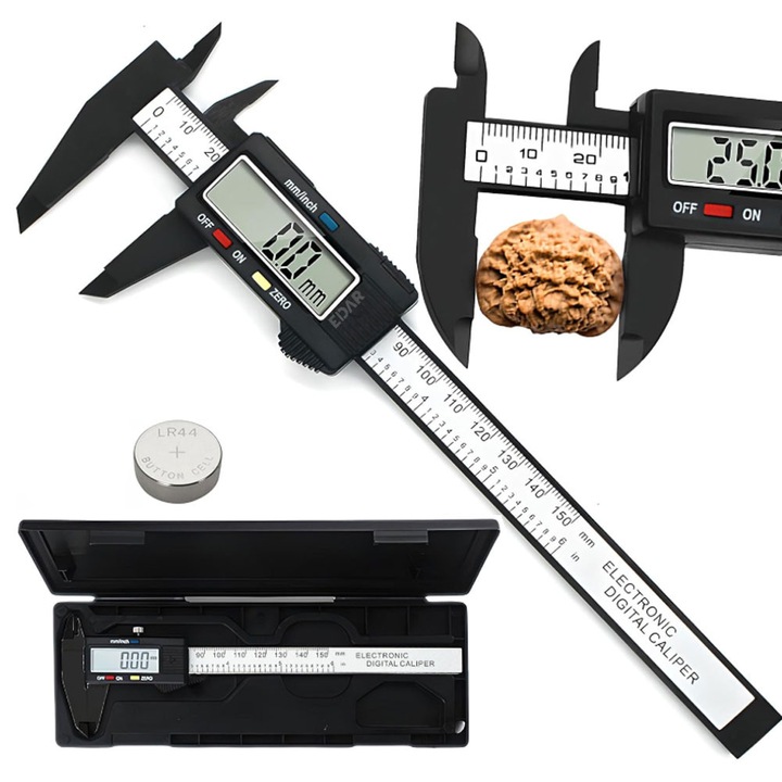 Subler Digital EDAR, 150mm, mm/Inch, Argintiu