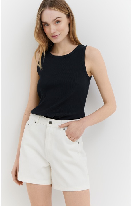 Pantaloni scurti dama, WOLCZANKA, denim, croiala lejera, alb, bumbac, 38 EU