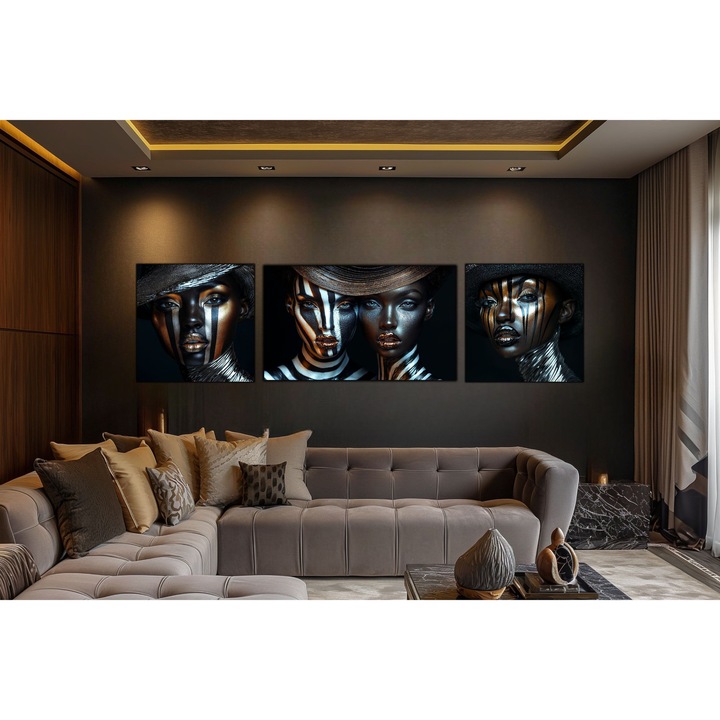 Set 3 Tablouri Imprimate UV pe Sticla Securizata Premium - 60x60 cm + 100x60 cm +60x60 cm