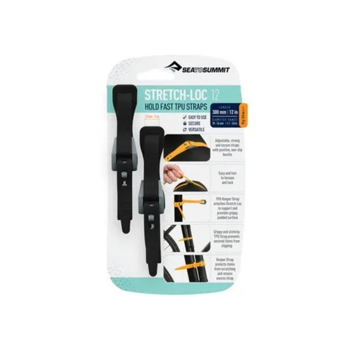 Curea Sea to Summit Stretch-Loc 12 2-PAK, neagra, material TPU, set de 2 bucati