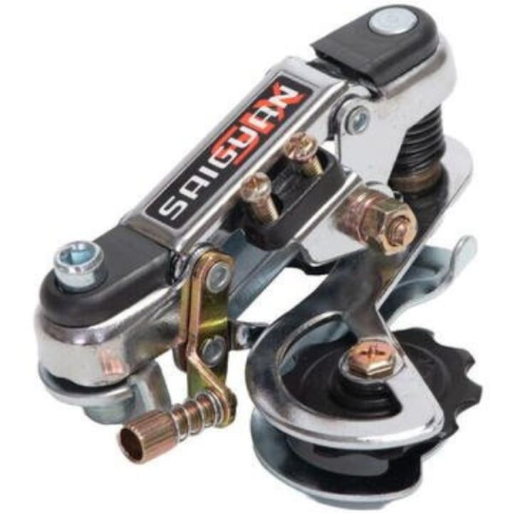 Заден дерайльор за велосипед – захващане на ос, късо рамо, сребрист/черен