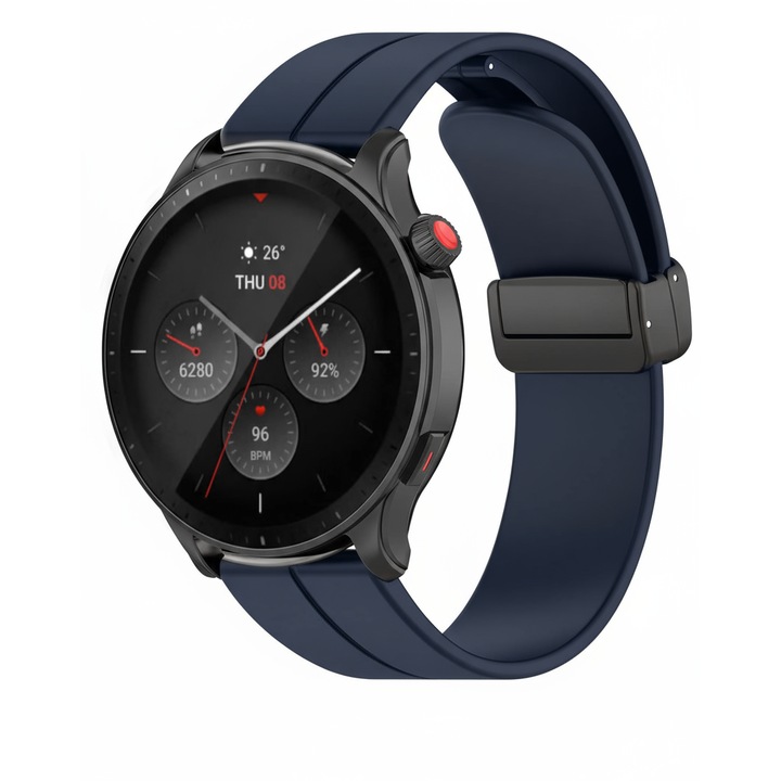 Curea ceas pentru Amazfit GTR 4, Braleto, silicon magnetic, sport, navy blue albastru