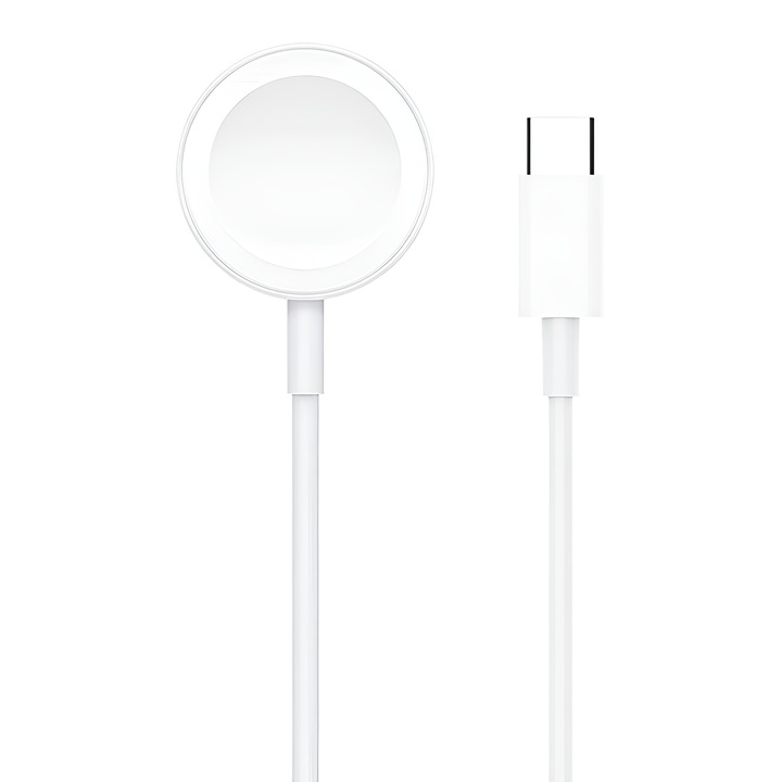 Cablu de încărcare magnetic, 7.5W, USB-C, 100 cm, Alb, set