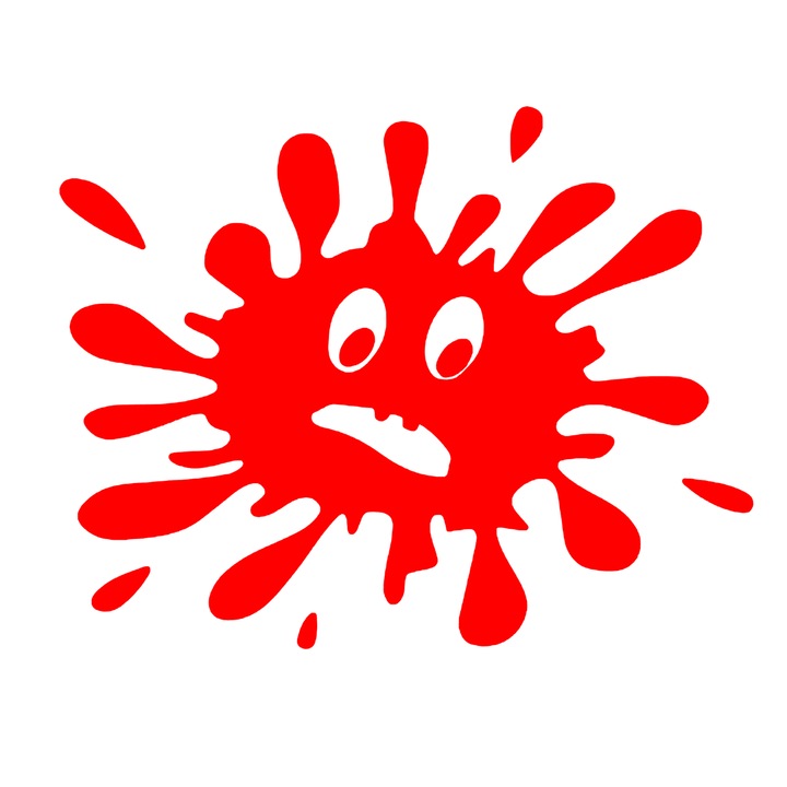 Sticker pata de cerneala speriata, design amuzant, citroen, rosu, 30cm