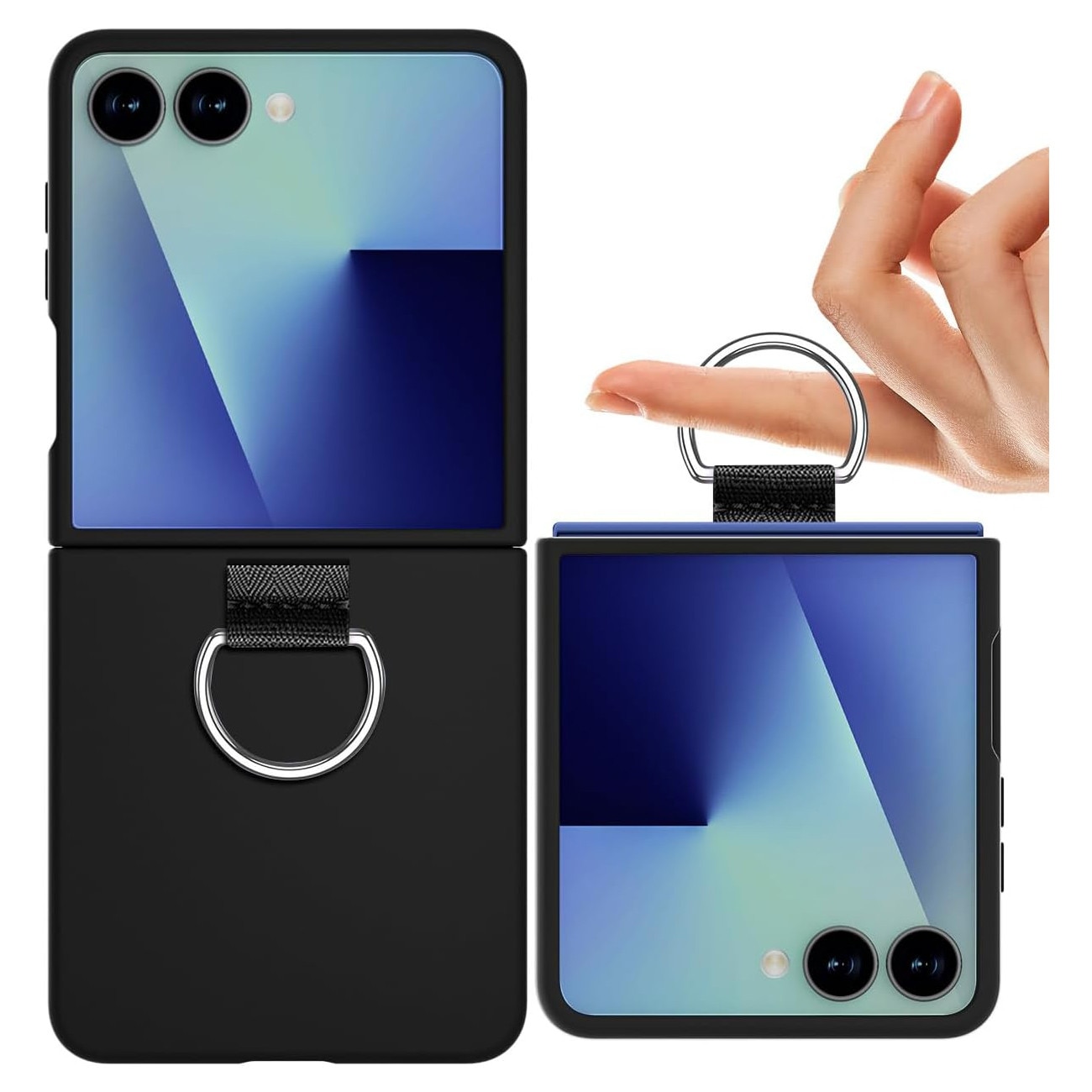 Husa pentru Samsung Galaxy Z Flip 7 DaDen cu inel, Protectie antisoc, Camera Ultra Safe, Silicon, Negru