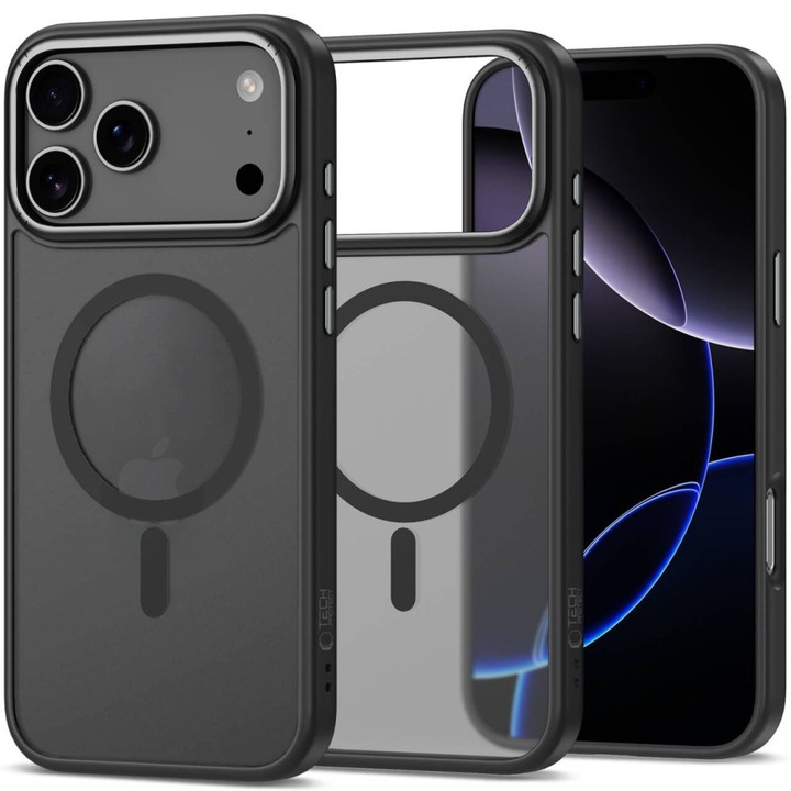 Carcasa Tech-Protect CamEdge cu MagSafe compatibila cu iPhone 17 Pro, Matte Black