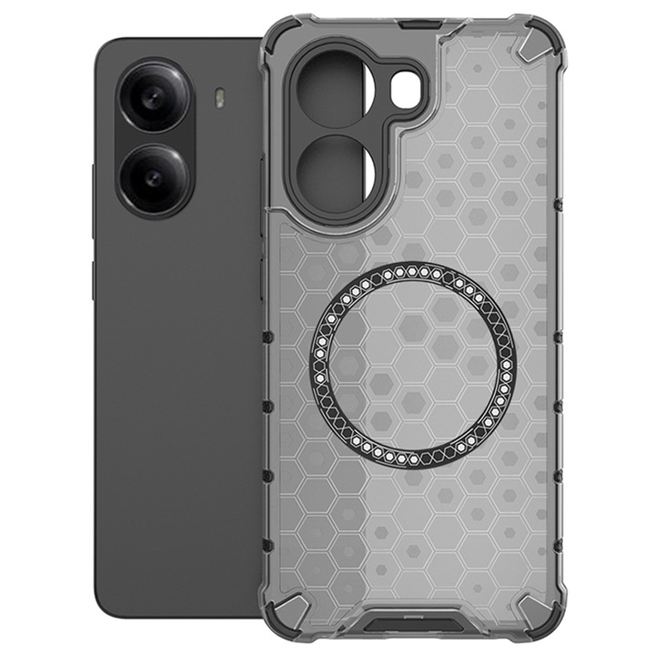 Husa compatibil cu Xiaomi Redmi 13C cu protectie spate si margini anti-soc, Fumuriu – Model Fagure