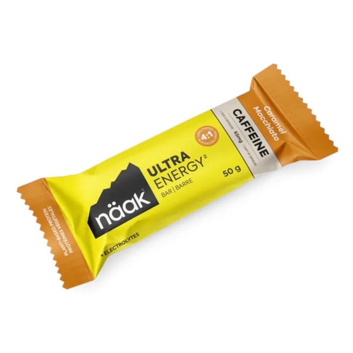 Baton energetic NAAK Caramel Macchiato 50g, 7g proteine, cu cafeina