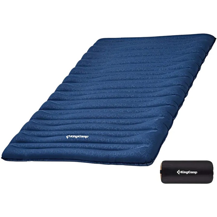 Materac camping KingCamp Deluxe Duo 10, 130x200cm, 13cm grosime, impermeabil, set cu sac de depozitare