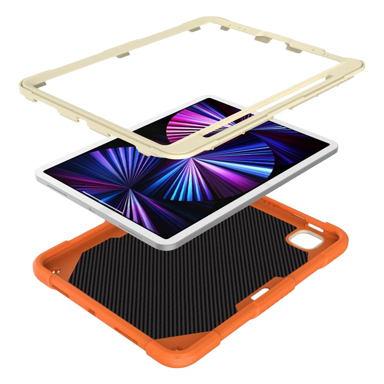 Etui protectie pentru iPad Pro 11, Nikcorp, pancerat, portocalie, cu suport ajustabil