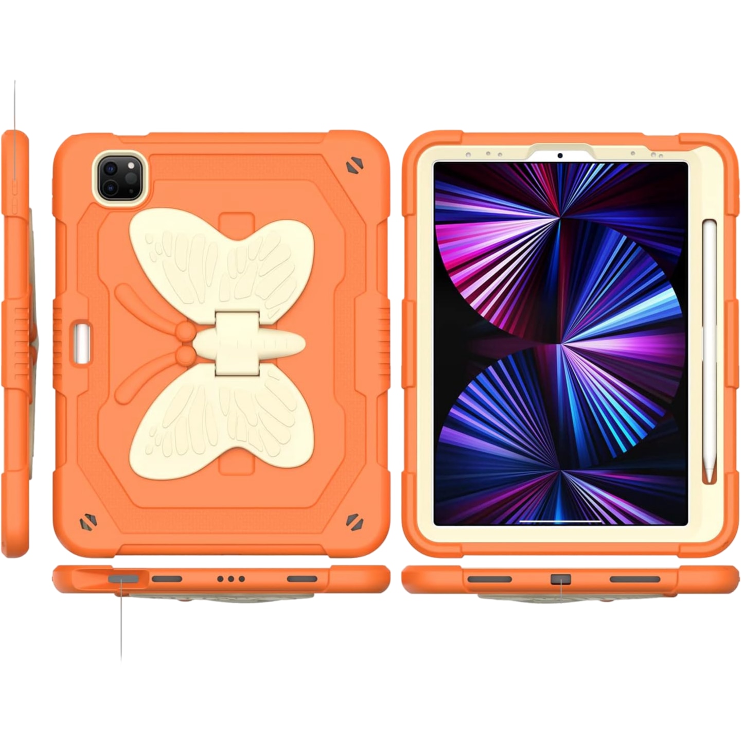 Etui protectie pentru iPad Pro 11, Nikcorp, pancerat, portocalie, cu suport ajustabil