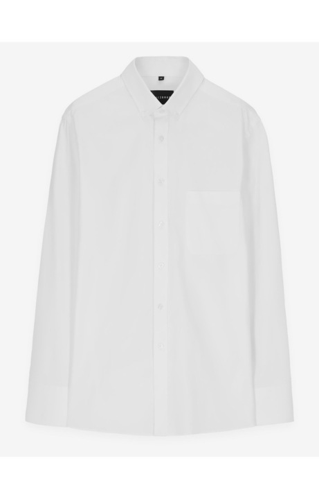 Camasa pentru barbati, WOLCZANKA, bumbac, guler cu nasturi, buzunar la piept, alb