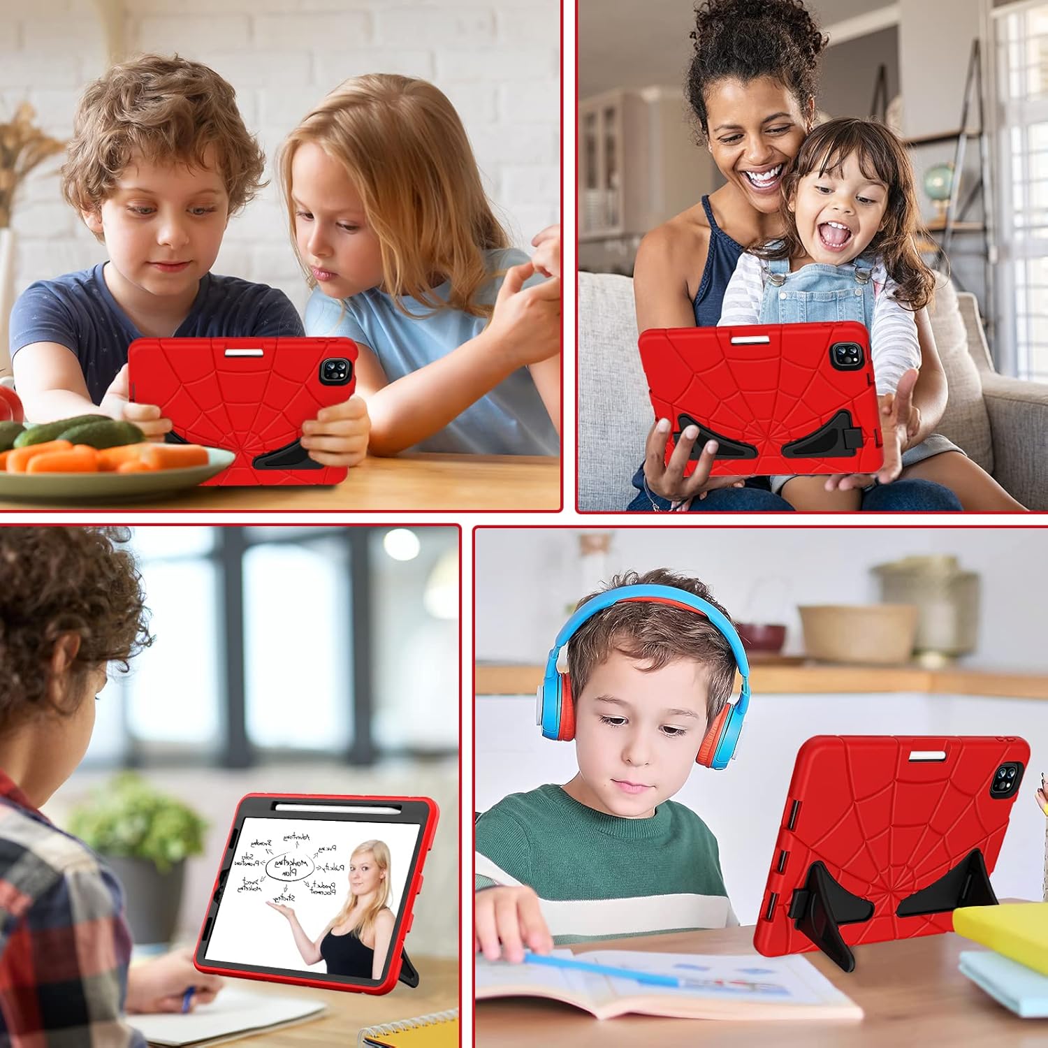 Husa tableta, Nikcorp, pentru iPad Air 4/Pro 11, rosie, functie suport, loc pentru Apple Pencil