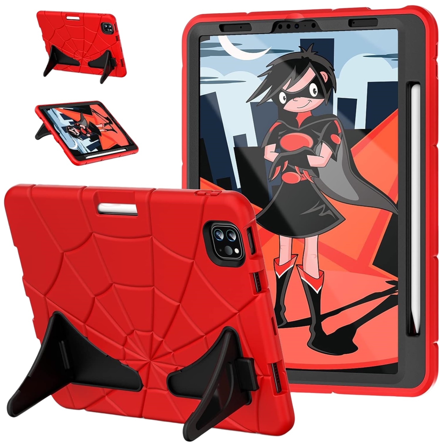 Husa tableta, Nikcorp, pentru iPad Air 4/Pro 11, rosie, functie suport, loc pentru Apple Pencil