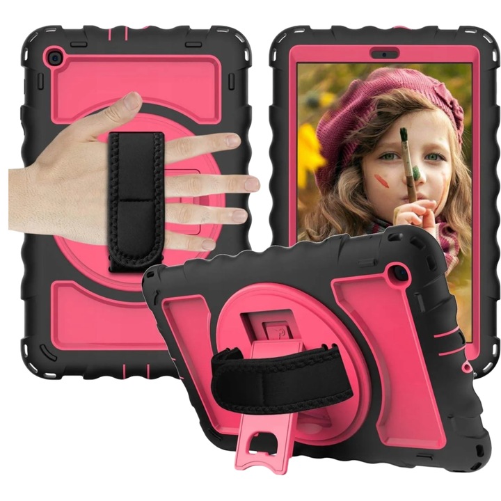 Tabletok, Nikcorp, Samsung Galaxy Tab A 8.0" 2019, rózsaszín, 360°-ban forgatható támasztékkal