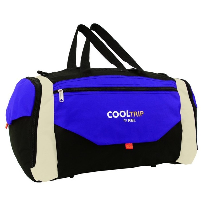 Geanta de voiaj RGL 74L, impermeabila, 6 buzunare, 64x35x33cm, albastru
