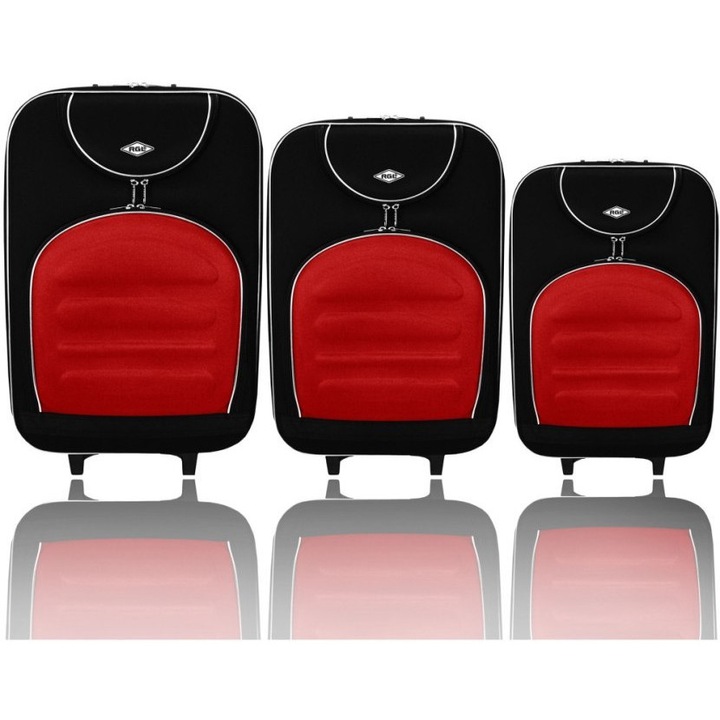 Set trolere RGL 801, 3 piese, negru-rosu, dimensiuni XXL, XL, L