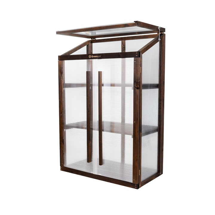 Mini sera Greenspot Origin, 3 polite, culoare Ciemna Palisandru, 80x42x120cm