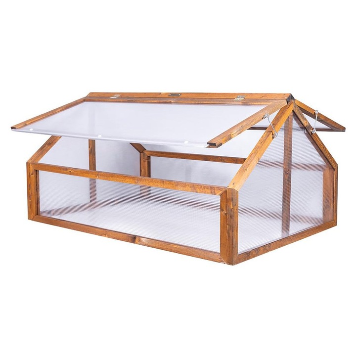 Mini sera din lemn Greenspot, 120x80x60cm, deschidere pe gradina, pentru ierburi, legume, flori