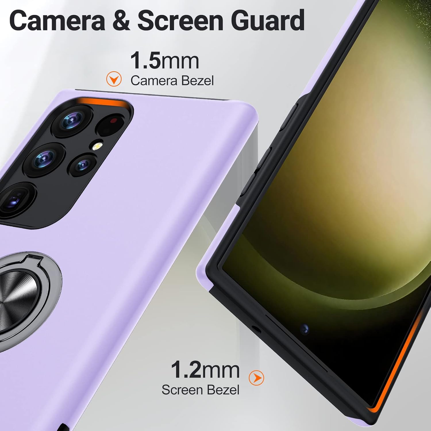 Husa de protectie pentru Samsung Galaxy S23 Ultra, Hybrid Antisoc, Kickstand, Bumper inel rotativ 360, Purple