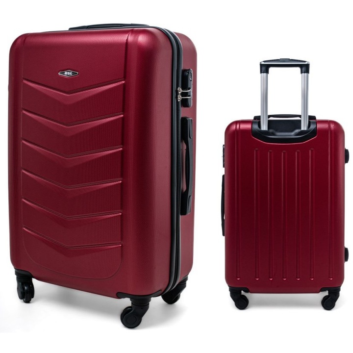 Troler RGL, plastic, 4 roti, bordo, 72x51x26cm