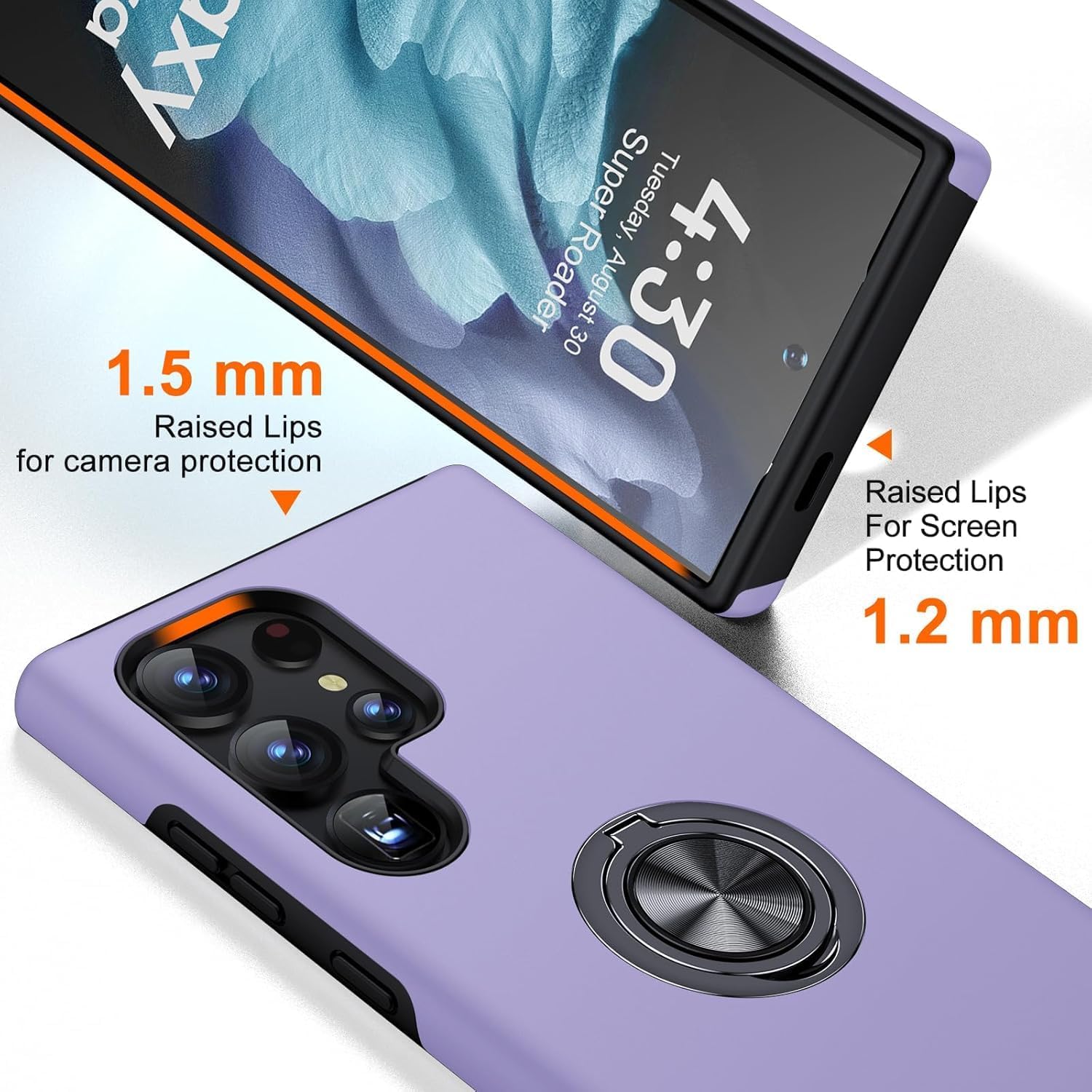 Husa de protectie pentru Samsung Galaxy S25 Ultra, Hybrid Antisoc, Kickstand, Bumper inel rotativ 360, Purple